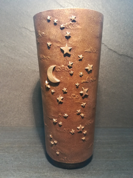 Bronze Blumenvase Mond und Sterne / Braun