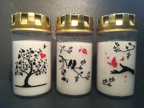 JEKA 3 Tage Grabkerze mit Motiv, 3er Pack