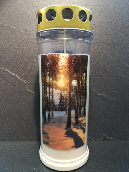 JEKA 7 Tage Grabkerze, Motiv: Winterwald