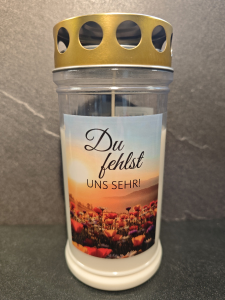 JEKA 4 Tage Grabkerze, Motiv: "Du fehlst und sehr!"