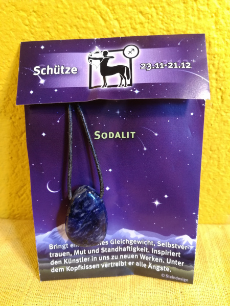 Sternstein gebohrt mit Lederband "Schütze"
