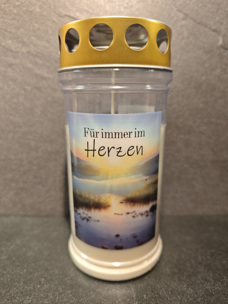 JEKA 4 Tage Grabkerze, Motiv: "Für immer im Herzen"