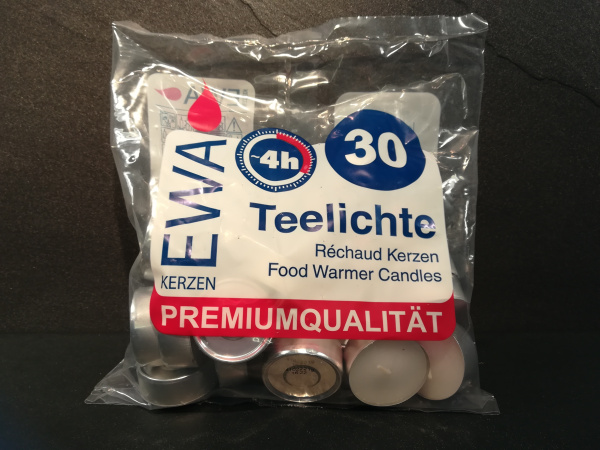 EWA Teelichter in Alu-Hülle, 30iger Pack, 4 Stunden